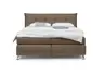 Boxspringbett HAROA- Liegefläche ca. 180x200 cm, Stoff, Hellbraun, Bonell, Inkl. Topper