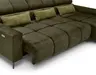 Ecksofa - 2-Sitzer mit Longchair rechts, Sitztiefe verstellbar motorisch/Kopfteil verstellbar, Stoff, Dunkelgrün