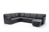 Wohnlandschaft - Ecke links mit 2,5-Sitzer und Longchair rechts, Leder, Schwarz
