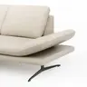 Ecksofa Hubertus - Longchair links mit 2-Sitzer, Armlehne verstellbar, Leder, Creme
