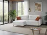 Ecksofa - Longchair links mit 1-Sitzer, Schlaffunktion mit Bettkasten, Stoff, Creme