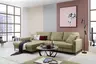 Ecksofa - Longchair links mit 3-Sitzer, Schlaffunktion, Stoff, Olive