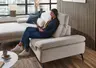  Ecksofa - Longchair links mit 1,5-Sitzer, Kopfteil verstellbar, Stoff, Ecru