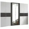 Drehtürenschrank- B ca. 270 cm, Weiß, Graphit