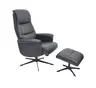 TV-Sessel MENNIS mit Hocker - drehbar, Relaxfunktion, Kopfteilverstellung, Leder, Schwarz
