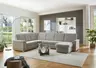 Wohnlandschaft  - Ecke links mit 2,5-Sitzer und Longchair rechts, Stoff Alufarben