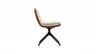 Polsterstuhl Macano - drehbar, Stoff & Leder, Beige, Cognac