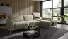 Ecksofa Amadena - 2-Sitzer mit Longchair rechts inkl. Relaxfunktion motorisch, Stoff, Limone