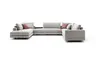 Ecksofa Cuneo - Longchair links, 2,5-Sitzer, Ecke rechts, Stoff, Hellgrau