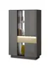 Highboard - mit Beleuchtung, B ca. 96 cm, Anthrazit, Eiche massiv
