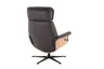 TV-Sessel MOANI mit Hocker - drehbar, Kopfteilverstellung, Leder, Dunkelbraun