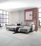Ecksofa - Longchair links mit 3-Sitzer, Schlaffunktion, Stoff, Eisengrau