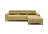 Ecksofa - 2-Sitzer mit Longchair rechts, Sitztiefe verstellbar motorisch/Kopfteil verstellbar, Stoff, Senfgelb