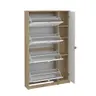 Schuhschrank - B ca. 99 cm, Eiche Struktur Nachbildung, Weiß Hochglanz