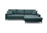 Ecksofa - 3-Sitzer mit Longchair rechts, Stoff, Azur