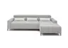 Ecksofa - 2-Sitzer mit Longchair rechts, Sitztiefe verstellbar motorisch/Kopfteil verstellbar, Stoff, Silbergrau