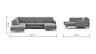 Wohnlandschaft Enna - Ecke links, 2,5-Sitzer, Longchair rechts, Stoff, Grau