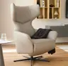 Sessel Noto Relax II - Rückenlehne und Fußteil verstellbar (motorisch), Leder, Grau