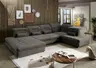 Wohnlandschaft -  Schlaffunktion mit 2 Bettkästen, Longchair links, 2-Sitzer, Ecke rechts, Microfaser, Dunkelgrau