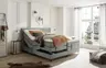 Boxspringbett EM Mirano - mit Motor, Matratze, Topper, Liegefläche ca. 180x200 cm, Stoff, Grau