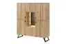 Highboard - mit Beleuchtung, Wildeiche Bianco Massiv, Steinrückwand
