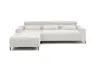 Ecksofa - Longchair links mit 2-Sizer, Sitztiefe verstellbar motorisch/Kopfteil verstellbar, Stoff, Creme