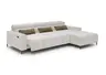 Ecksofa - 2-Sitzer mit Longchair rechts, Sitztiefe verstellbar motorisch/Kopfteil verstellbar, Stoff, Sand