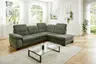 Ecksofa - 3-Sitzer mit Ecke rechts, Kopfteil verstellbar, Stoff, Moos