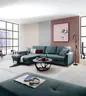 Ecksofa - Longchair links mit 3-Sitzer, Schlaffunktion, Stoff, Azur