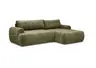 Ecksofa - 2-Sitzer mit Longchair rechts, Stoff, Olivegrün