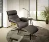 TV-Sessel MOANI mit Hocker - drehbar, Kopfteilverstellung, Leder, Dunkelbraun