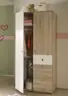 Drehtürenschrank- B ca. 90 cm, Eiche Dekor, Weiß