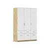 Drehtürenschrank REXY MATT- B 136 cm, Eiche Dekor, Weiß