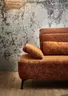 Ecksofa - 2,5-Sitzer mit Longchair rechts, Kopfteil/Armlehne/Rücken verstellbar, Stoff, Rost