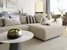 Ecksofa Caruso - Ecke links, 2-Sitzer, Longchair rechts, inklusive Kissen, Stoff, Ecru