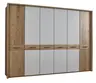 Drehtürenschrank Lenoso - B. ca. 306 cm, Eiche massiv, Glas, Champagner