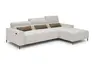 Ecksofa - 2-Sitzer mit Longchair rechts, Sitztiefe verstellbar motorisch/Kopfteil verstellbar, Stoff, Sand
