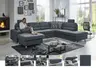 Wohnlandschaft - Longchair links mit 2,5-Sitzer und Ecke rechts, Stoff Dunkelblau