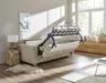 Sofa Lakeville 1 - 2-Sitzer inkl. Schlaffunktion, Gestell Schwarz, Stoff, Beige