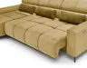 Ecksofa - Longchair links mit 2-Sizer, Sitztiefe verstellbar motorisch/Kopfteil verstellbar, Stoff, Senfgelb