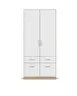 Drehtürenschrank REXY MATT- B 91 cm, Eiche Dekor, Weiß