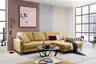 Ecksofa - 3-Sitzer mit Longchair rechts, Stoff, Senfgelb