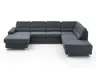 Wohnlandschaft - Longchair links mit 2,5-Sitzer und Ecke rechts, Stoff Dunkelblau