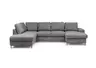 Wohnlandschaft - Ecke links mit 2-Sitzer und Longchair rechts, Stoff, Anthrazit