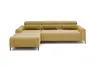 Ecksofa - Longchair links mit 2-Sizer, Sitztiefe verstellbar motorisch/Kopfteil verstellbar, Stoff, Senfgelb