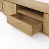 Wohnwand Bakersfield - inkl. Beleuchtung, sichtbare Rückwände mit Holzschindeln/Schubladenfront mit Schroppung, Asteiche massiv, geölt