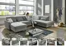 Wohnlandschaft - Longchair links mit 2,5-Sitzer und Ecke rechts, Sitztiefe verstellbar, Stoff, Grau