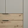 Drehtürenschrank WANJA- B ca. 270 cm, Eiche Dekor, Glas, Saharagrau