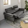 Sofa Atella - 3-Sitzer inkl. motorischer Relax- und Kopfteilverstellung, Leder, Anthrazit