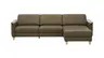 Ecksofa Mendoza - 2,5-Sitzer mit Longchair rechts, Relaxfunktion motorisch, Bettkasten, Leder, Braungrün